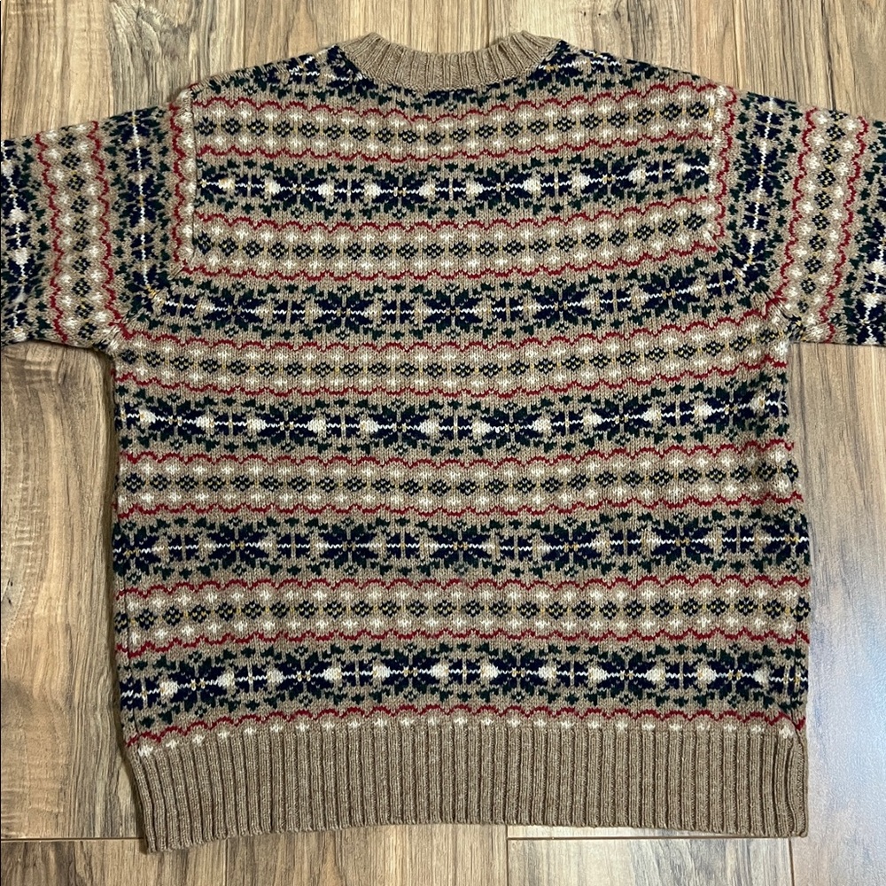Vintage Abercrombie & Fitch V-neck Fair Isle 100% Wool Shetland Sweater Sz M - Picture 6 of 7